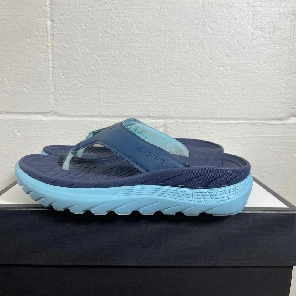 Vionic‎ Restore Navy Blue Recovery Thong Sandals Slip On Women's 10 US